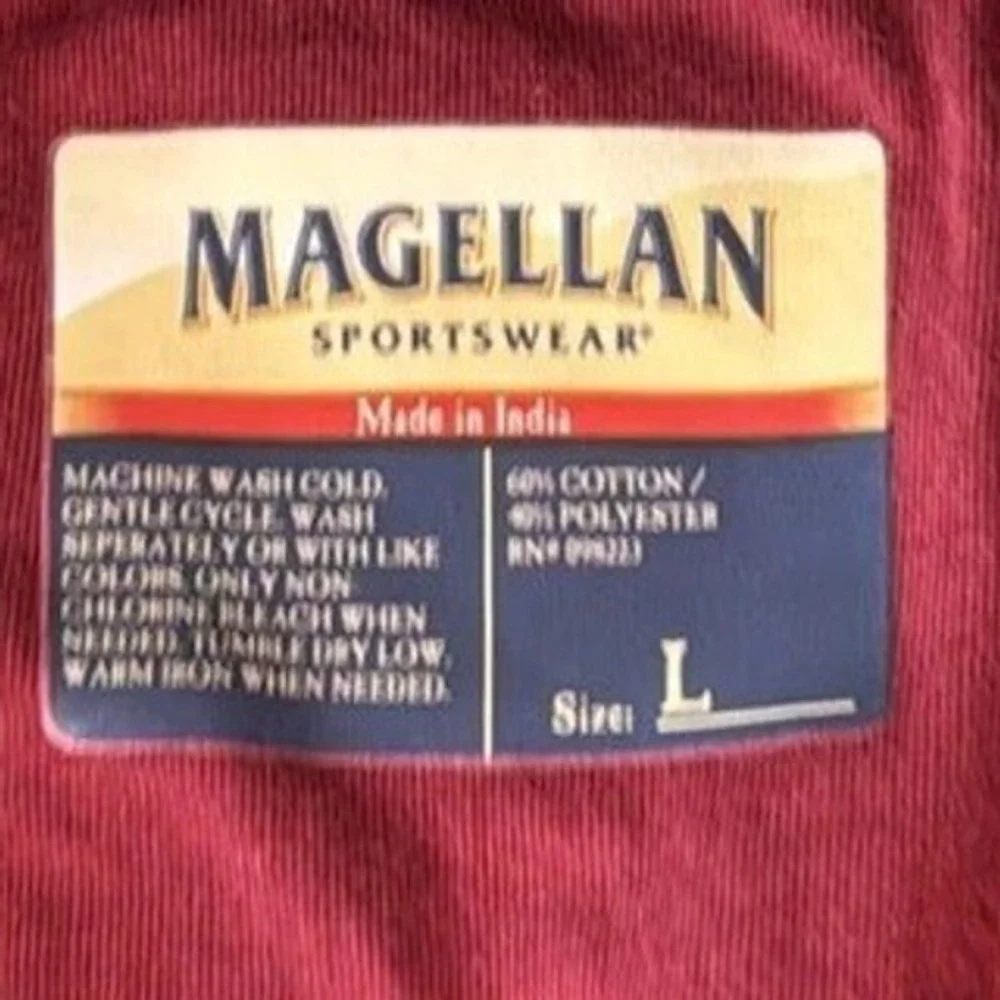 Magellan Sportswear Men's Burgundy Long Sleeve Thermal Shirt Size L‎